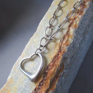 Luxury Artisan Heart Necklace, Sterling Silver Hand Wrought Chain